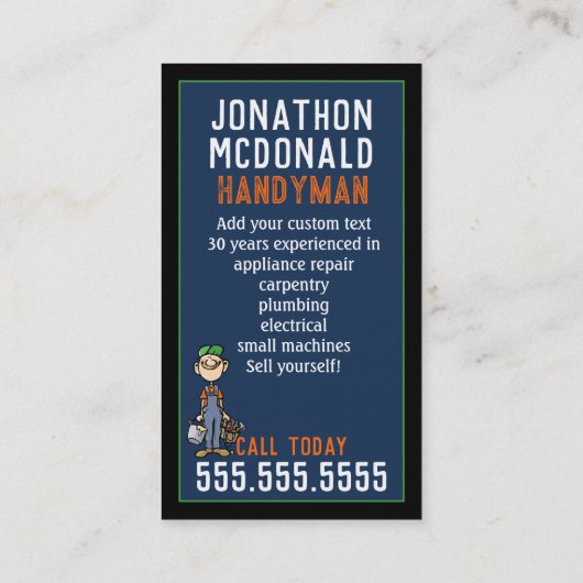 Handyman Repairman Odd Jobs Promotion 名刺 (裏面)