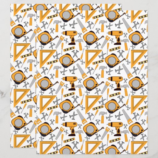Handyman Scrapbook Paper in Yellow (正面/裏面)