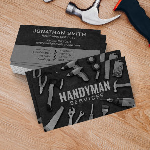 Handyman servicesグレースケールツールグランジ 名刺