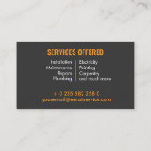 Handyman servicesツールのカラフルアイコン 名刺 (裏面)