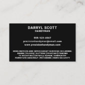 Handyman Servicesホーム修理ツールモダンブラック 名刺 (裏面)