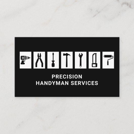 Handyman Servicesホーム修理ツールモダンブラック 名刺 (正面)