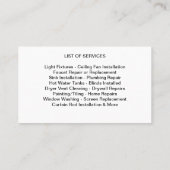 Handyman Services名刺リスト 名刺 (裏面)