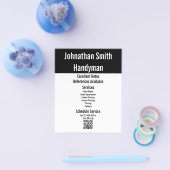 Handyman Services白黒QRコードテンプレート チラシ (シングル)