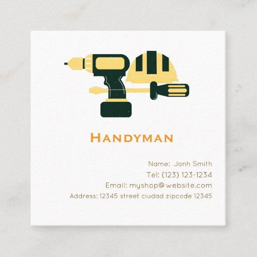 handyman services editable business card 予約カード (正面)
