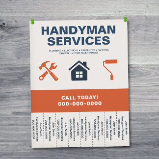 Handyman Services Flyer with Tear-Off Tabs チラシ