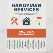 Handyman Services Flyer with Tear-Off Tabs チラシ (正面)
