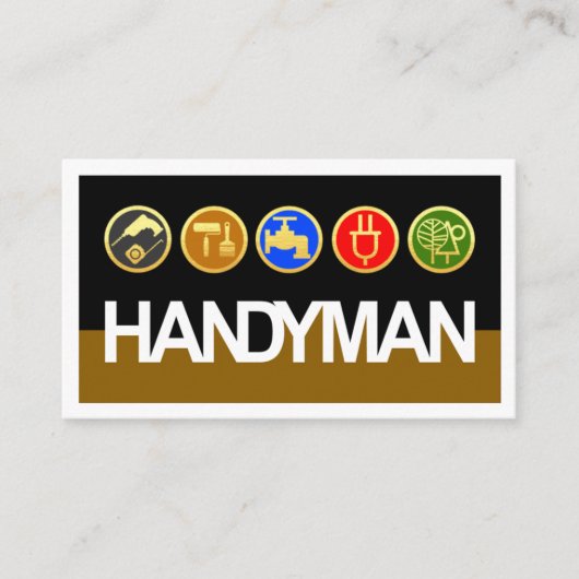 Handyman Signage Gold Workmen Tools 名刺 (正面)
