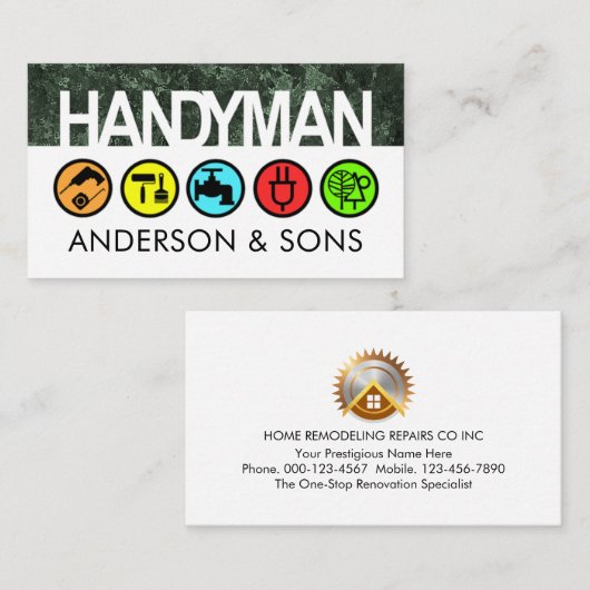 Handyman Signage On Dirty Walls 名刺 (正面/裏面)
