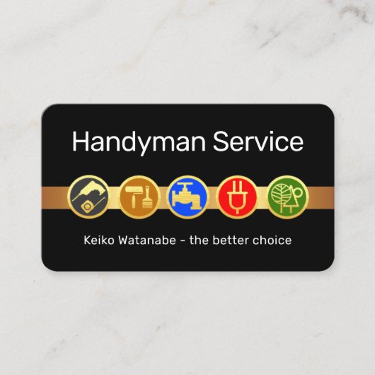 Handyman Tool Icons On Gold Tab 名刺 (正面)