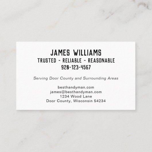 Handyman Toolsミニマル Business Card 名刺 (裏面)