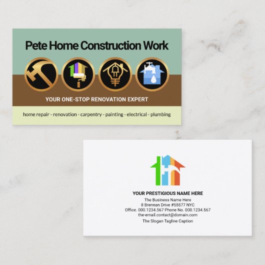 Handyman Tools列画層建築ビルダ 名刺 (正面/裏面)