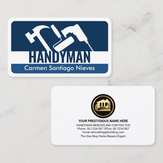Handyman Tools Blue Layers 名刺 (正面/裏面)