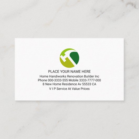 Handyman Tools Building Roof 名刺 (裏面)