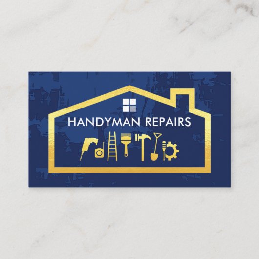 Handyman Tools Gold Building Frame Business Card 名刺 (正面)