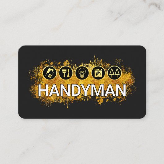 Handyman Tools Gold Paint Splatter 名刺 (正面)