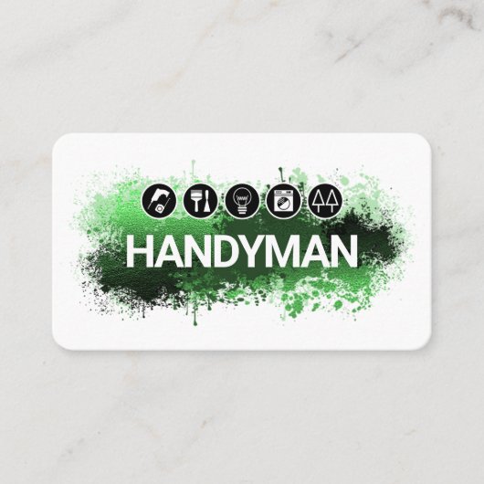 Handyman Tools Green Paint Splatter 名刺 (正面)