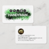 Handyman Tools Green Paint Splatter 名刺 (正面/裏面)