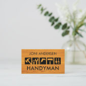 Handyman Tools Icon On Timber 名刺 (スタンド正面)