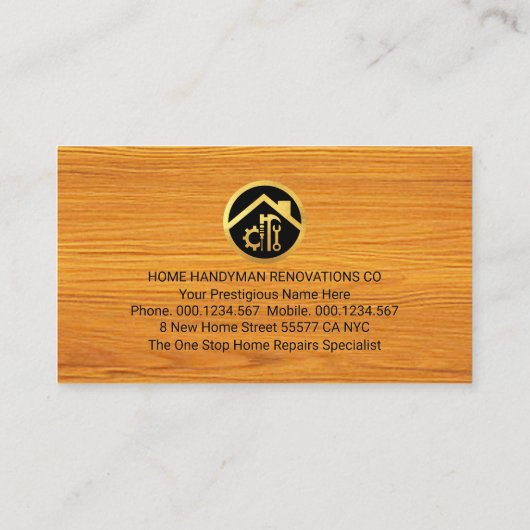 Handyman Tools Icon On Timber 名刺 (裏面)