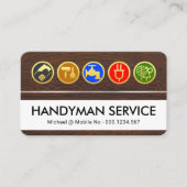 Handyman Tools Icon On Timber Wood Grain 名刺 (正面)