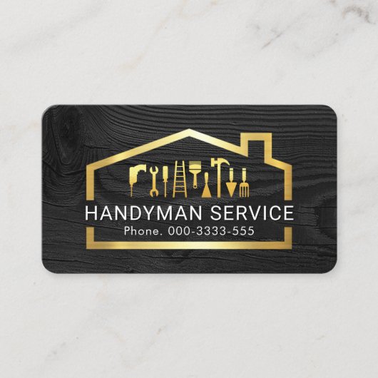 Handyman Tools In Gold Building Frame 名刺 (正面)