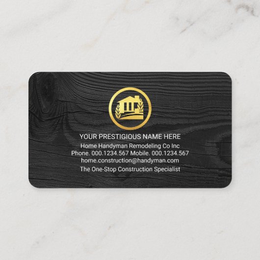 Handyman Tools In Gold Building Frame 名刺 (裏面)