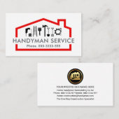 Handyman Tools In Red Rooftop Building Frame 名刺 (正面/裏面)