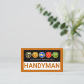 Handyman Tools On Brown Border 名刺 (スタンド正面)