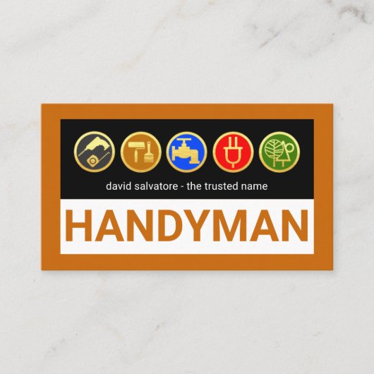 Handyman Tools On Brown Border 名刺 (正面)