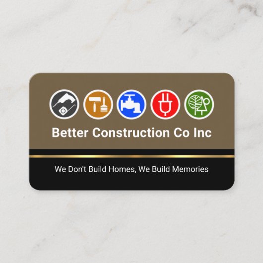 Handyman Tools On Brown Gold Line Layers 名刺 (正面)