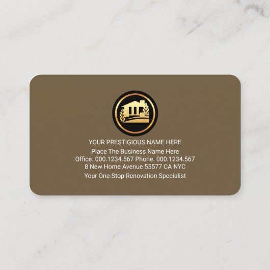 Handyman Tools On Brown Gold Line Layers 名刺 (裏面)