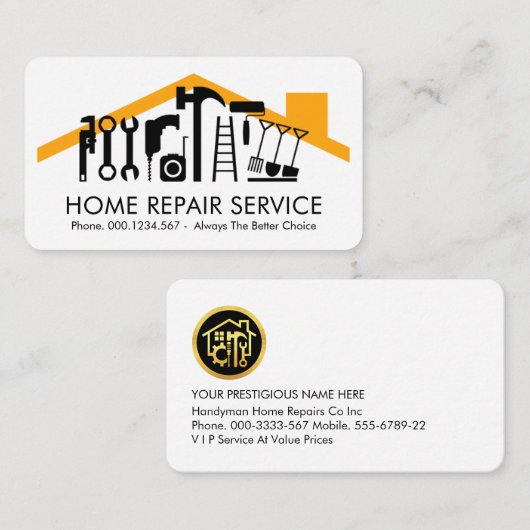 Handyman Tools On Building Rooftop 名刺 (正面/裏面)