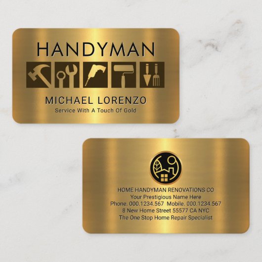 Handyman Tools On Gold 名刺 (正面/裏面)