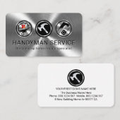 Handyman Tools On Silver Metallic Layer 名刺 (正面/裏面)