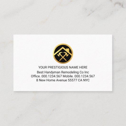 Handyman Tools On Stone Layer 名刺 (裏面)