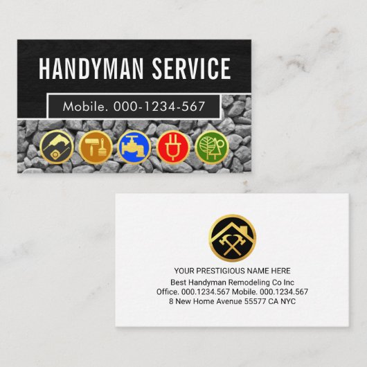 Handyman Tools On Stone Layer 名刺 (正面/裏面)