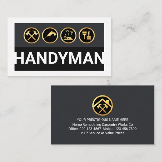 Handyman Tools On White Border 名刺 (正面/裏面)