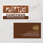Handyman Tools On Wood Panel 名刺 (正面/裏面)
