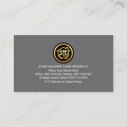 Handyman Tools On Wood Stone Wall 名刺 (裏面)