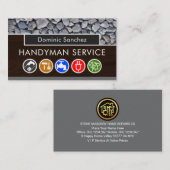 Handyman Tools On Wood Stone Wall 名刺 (正面/裏面)