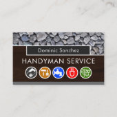 Handyman Tools On Wood Stone Wall 名刺 (正面)