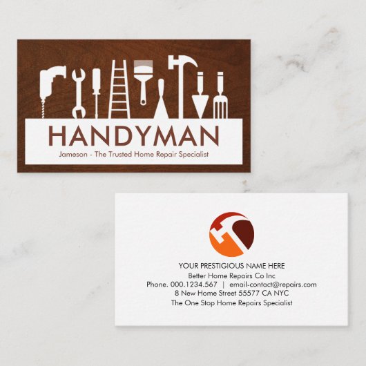 Handyman Tools Silhouette Placard 名刺 (正面/裏面)