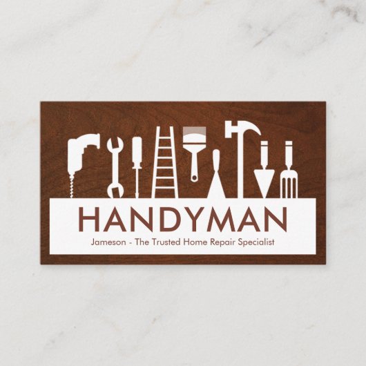 Handyman Tools Silhouette Placard 名刺 (正面)