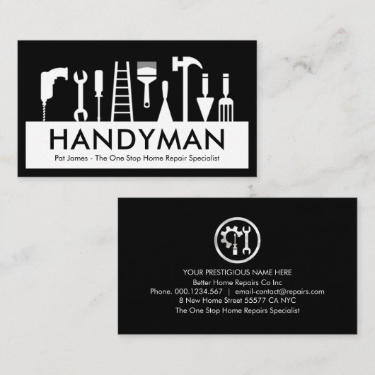 Handyman Tools Silhouette Placard 名刺 (正面/裏面)