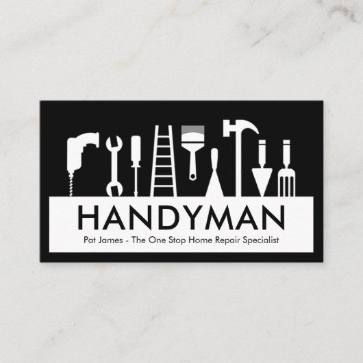 Handyman Tools Silhouette Placard 名刺 (正面)