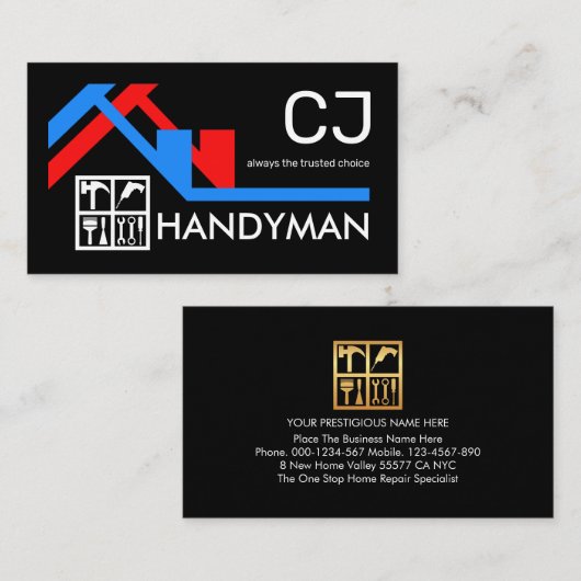 Handyman Window Frame Building Repairs 名刺 (正面/裏面)