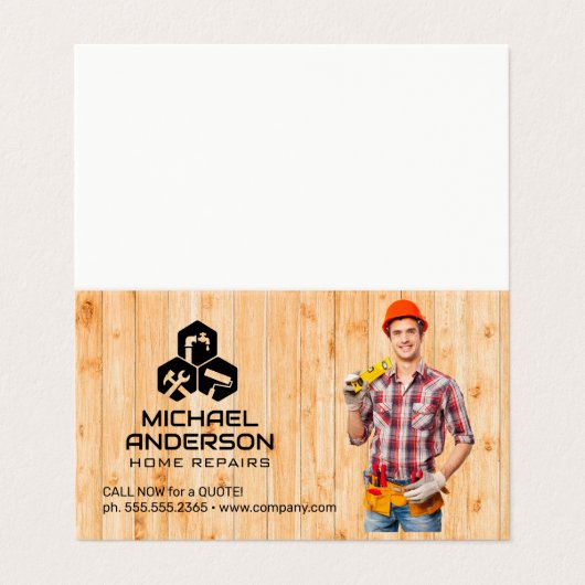 Handyman with Tool Belt | Home Repairs 名刺 (外部フラット)