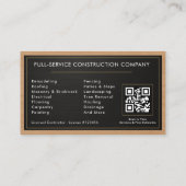 Handyman Wood Metallic Construction Black Gold  名刺 (裏面)