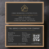 Handyman Wood QR Code Construction Black Gold 名刺